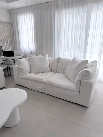 Marina home cloud lucious sofa white linen fabric five piece