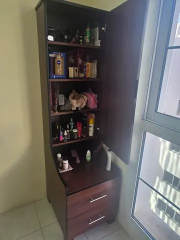 Dresser with full mirror and storage drawers