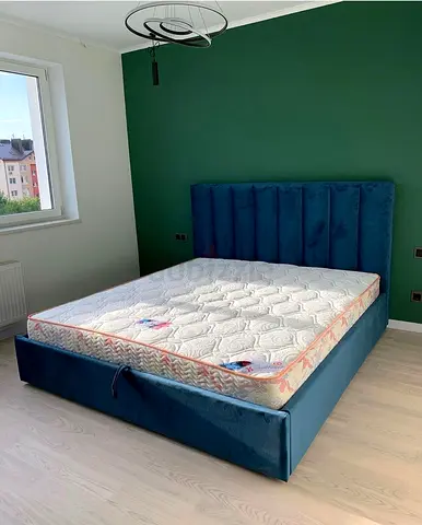 Blue Velvet Upholstered  Bed