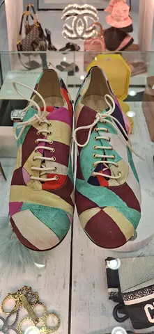 Colorful Patchwork Flat Shoes — Size Unknown, Gently Used