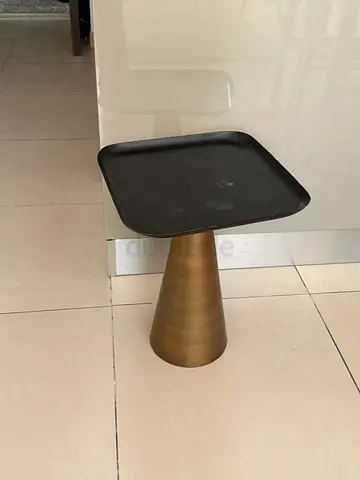 Small Brass Cone Side Table with Removable Tray Top