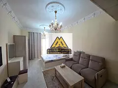 Furnished studio for rent in Al Jurf 2, Ajman, with balcony and separate kitchen, new furniture, all