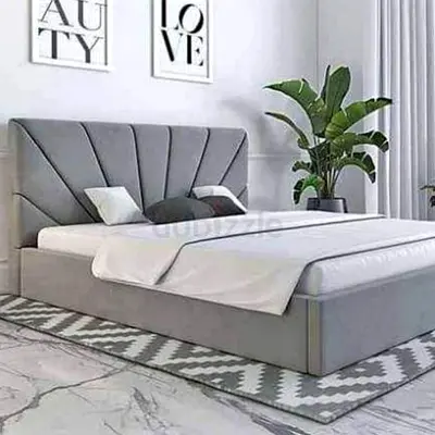 Elegant Queen size fully customisable bedframe with soft Fabric Hydraulic storage can be installed