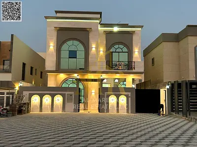 Luxury villa for sale in Al Helio 2. Elegant design featuring 7 spacious bedrooms and ultra-luxurious finishes in a strategic location in Ajman 🏡✨