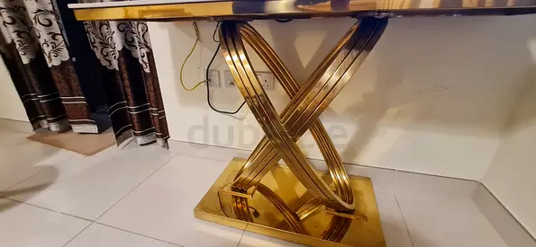 Marble Top Gold Base Console/ Table