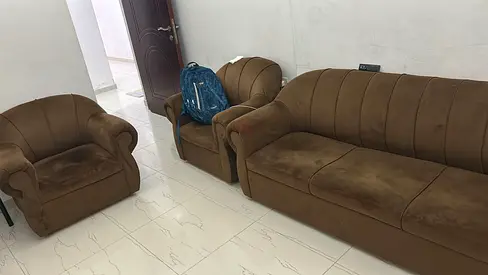 Brown 3-Seater Sofa + Armchair Set - Good Used Condition