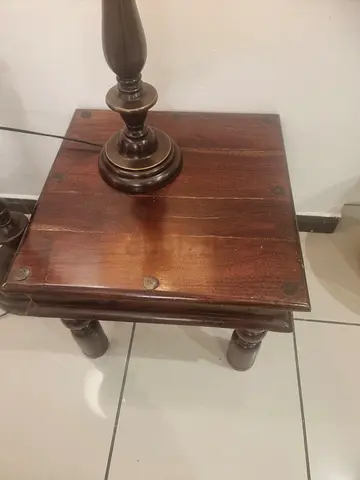 Solid Wood Side Table 3 pieces set Lamp Stand - Dark Finish