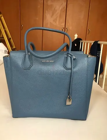 Michael Kors Mercer large Convertible leather handbag - slate blue, new with tags