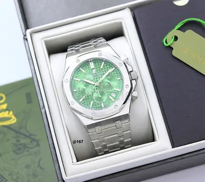 Audemars Piguet Stainless Steel Chronograph Wrist Master Copy watch with Green Dial