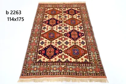 4*6 ft 1.1 x 1.8m Handmade afghan Wool Rug - 114x175 cm