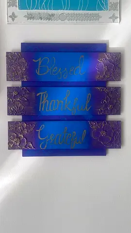 Wooden Wall Plaque - Blessed, Thankful, Grateful (Blue/Purple)