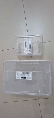 Set of 2 Clear Plastic Storage Boxes (Stackable Organizers)