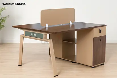 Wooden 2 Person Face-to-Face Office Workstation Desk - Modern Computer Table with Drawer  Cabinet