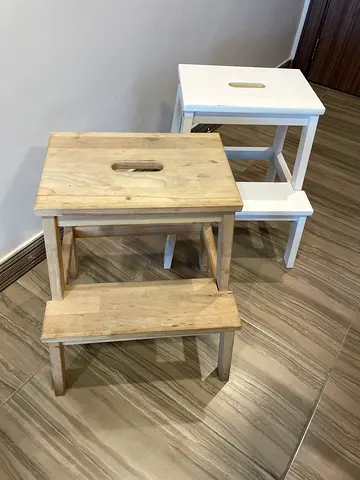 Two Solid Wood Step Stools / Small Benches