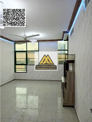 شقة غرفتين وصالة للإيجار في أبراج الراشدية 2 عجمان بإطلالة جميلة وبلكونة ومساحة مريحة وموقع حيوي قريب من جميع الخدمات