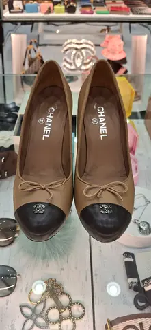 Beige Chanel Cap-Toe Ballet Flats - Size Unknown, Gently Used