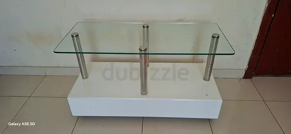 Modern Glass Top Coffee Table with White Base
