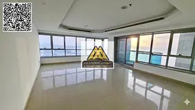 Very spacious | Full sea view directly overlooking Ajman Corniche | 2 installments | Prime location