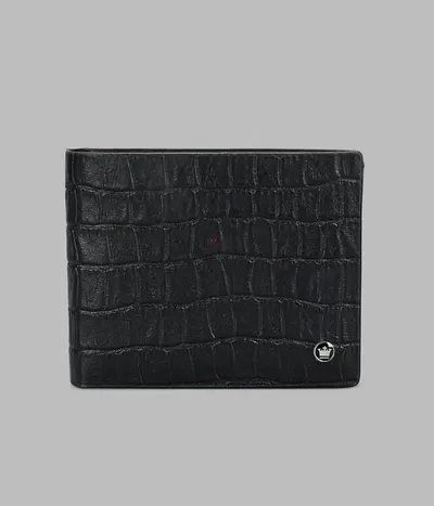 Louis Philippe Black Croc-Embossed Leather Wallet