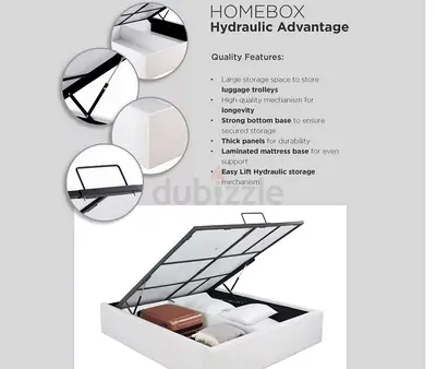 Homebox Veneto Hydraulic Storage Queen Bed (160x200cm) - White Melamine