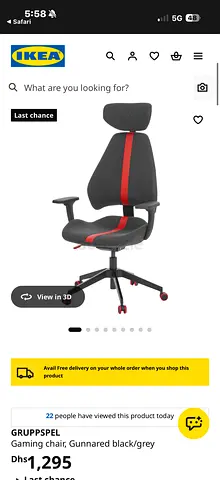 IKEA GRUPPSPEL Gaming Chair - Gunnared Black/Grey