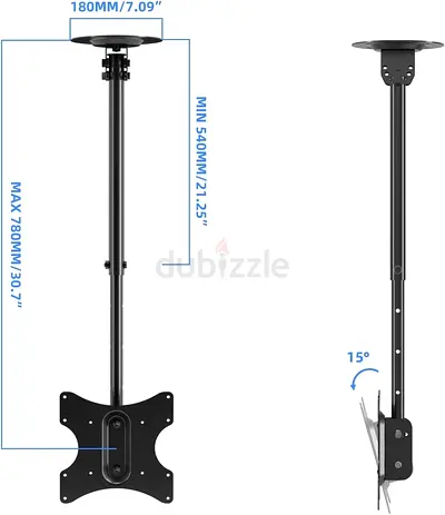 Adjustable Ceiling Projector/TV Mount — Extending 54–78cm, Tiltable 15°