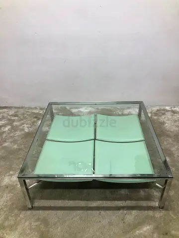 Postmodern Glass and Steel Coffee Table