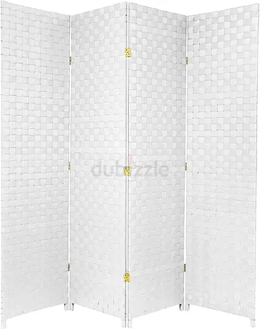 WU-XI Room Divider / Partition / Folding Screen 4 doors- Full white