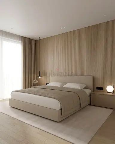 Minimalist Beige Platform Bed