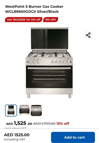 WestPoint 5-Burner Gas Cooker WCLR9650GOCII - Stainless Steel
