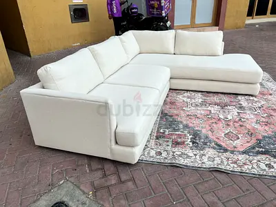West L Shape Sofa Beige Excellent Condition