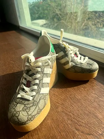 Gucci x Adidas - Gucci-inspired platform sneakers, beige monogram, LIMITED EDITION size EU 36.5