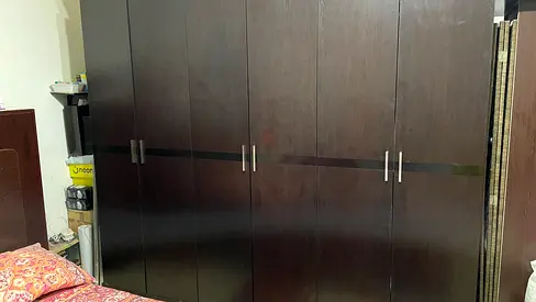 Large Dark Wood 6-Door Wardrobe / Armoire – Perfect Condition.