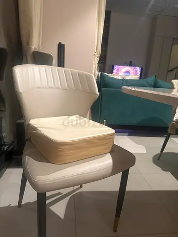 Dining chair cushions for toddlers.Cream Faux PVC Leather. — Good Condition