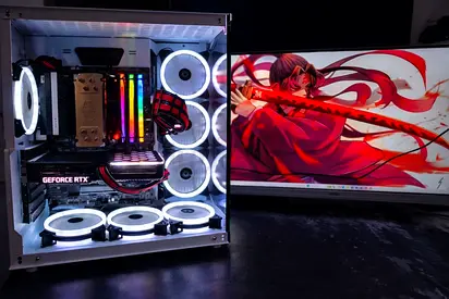 Custom White Gaming Desktop PC with RTX GPU and RGB Fans
