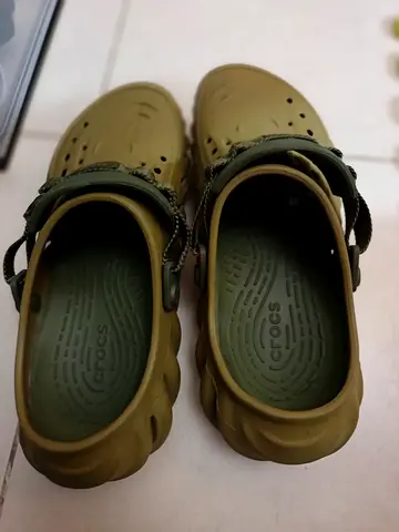 Olive Green Crocs Classic Clogs - Size Unspecified, Good Condition