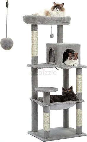 143cm Tall Cat Tree for Indoor Cats with Sisal Covered Scratching Posts Super Large Hammock
