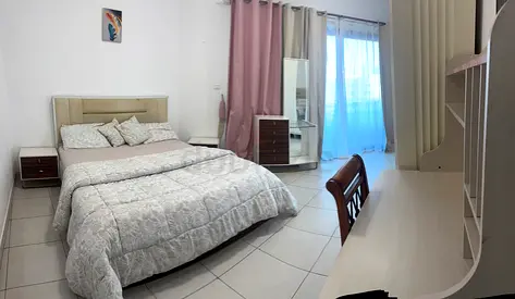 One Private well Furnished Bedroom with Balcony is available Bur Dubai .