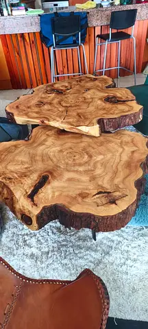 Coffee tables real wood from Marina Home + Two Accent Chairs AED 1000 for all