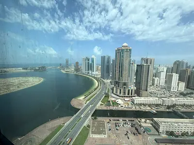 Spacious 3-Bedroom Apartment+ Maid for Rent in Al Khan – With Free A.C, Balcony, Parking, Gym, Swimming Pool and & Built-in Wardrobes