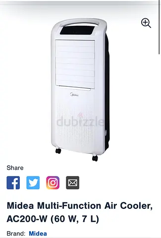 Midea Portable Multi-Function Air Cooler / Evaporative Cooler (AC200-W)