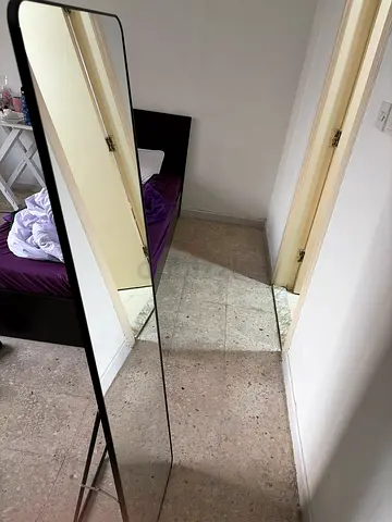 Full-Length Leaning Mirror with Black Frame