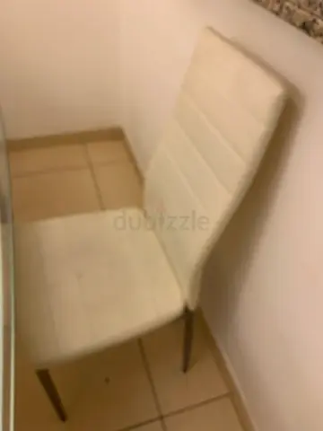 Glass Dining Table Set 6 faux leather chair  — used