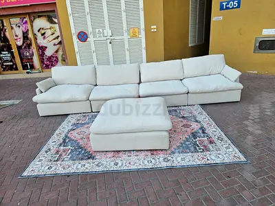 Cloud feather 🪶 filled sofa with footstool