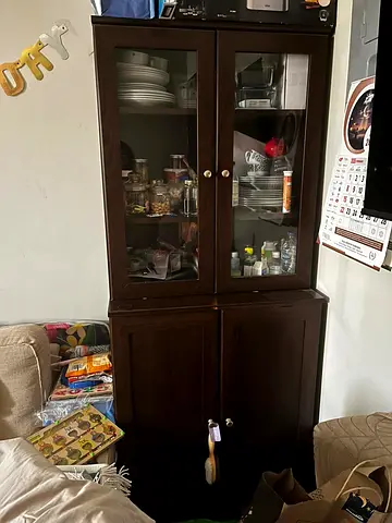 Ikea Dark Wood Kitchen Cabinet / Display Cupboard - Good Condition 0542393408 Pickup from hor al anz