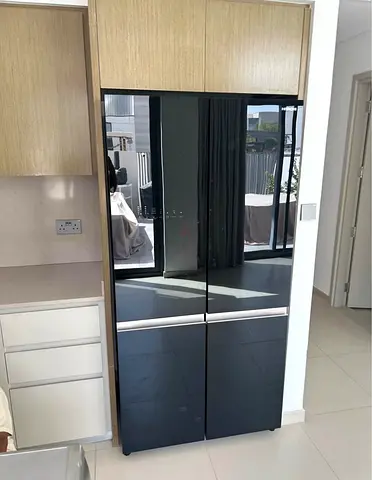 Hitachi Brand 4 Door Refrigerator with Digital Clock Black Glass