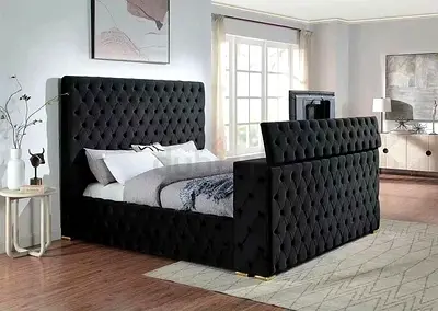Primium Quality king size fully customisable bedframe in soft Valvet Fabric in manual storage space