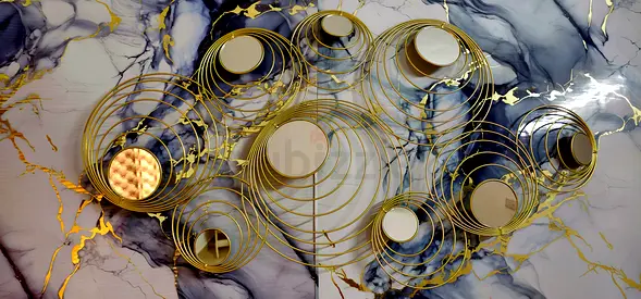 Set of Decorative Gold Spiral Wall Mirrors (3-piece) - Modern Accent