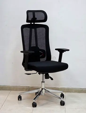 Ergonomic Black Mesh Office Chair with Headrest and Adjustable Armrests