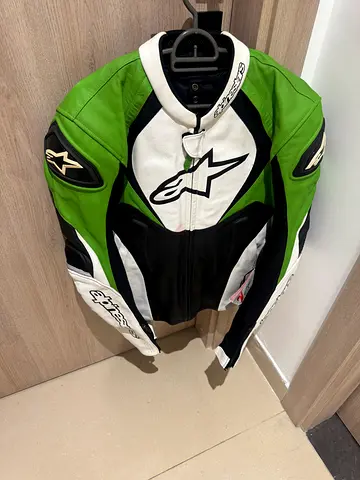 Alpinestars supersport Mens Motorcycle Leather Jacket - Green/White/Black, Size 42 USA / 52 EU